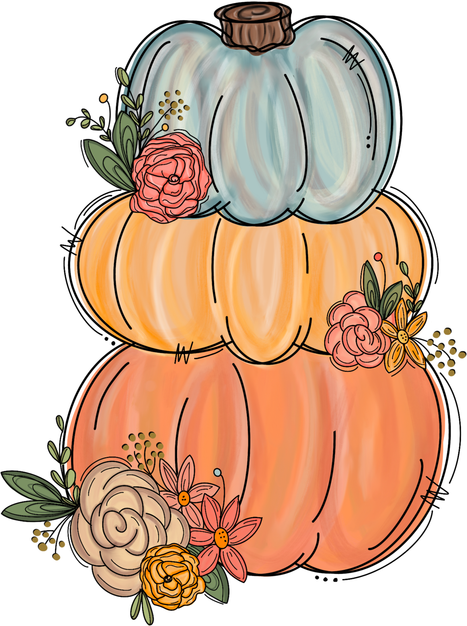 Fall Designs 3 Stacked Pumpkins