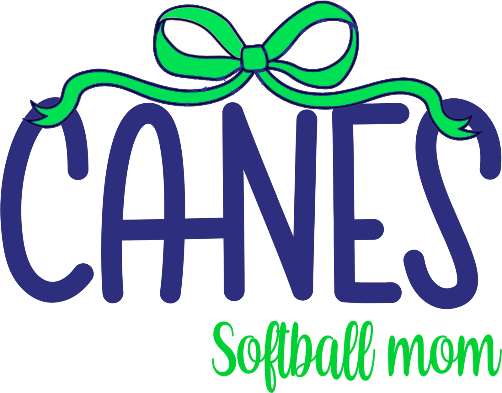 Canes Softball With Bow