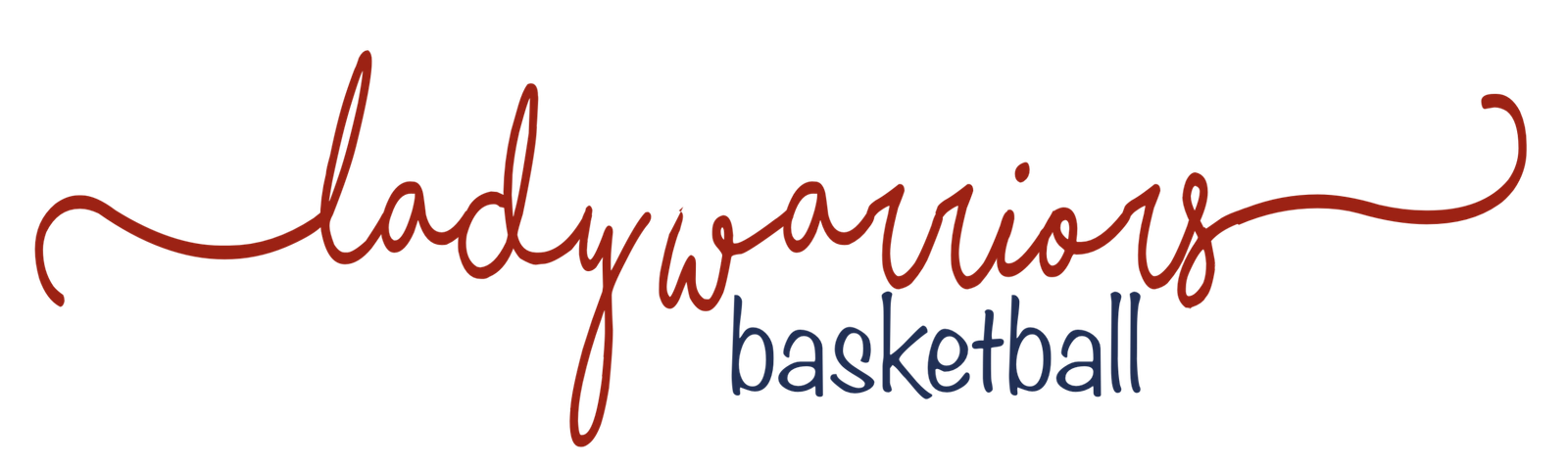 Lady Warriors Curled Font Basketball In Navy