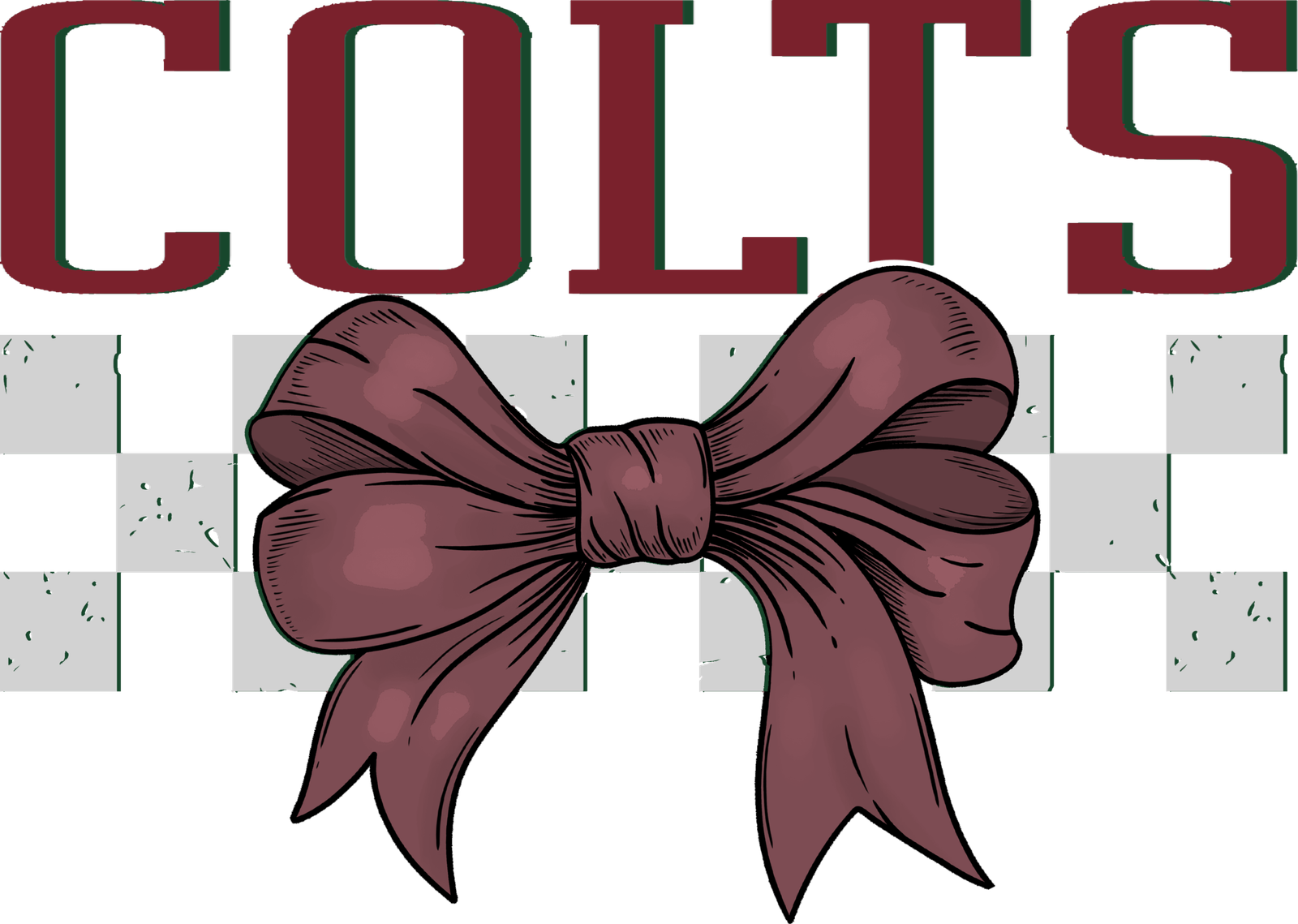 Mascot Name Bow Checkerboard Colts Bow