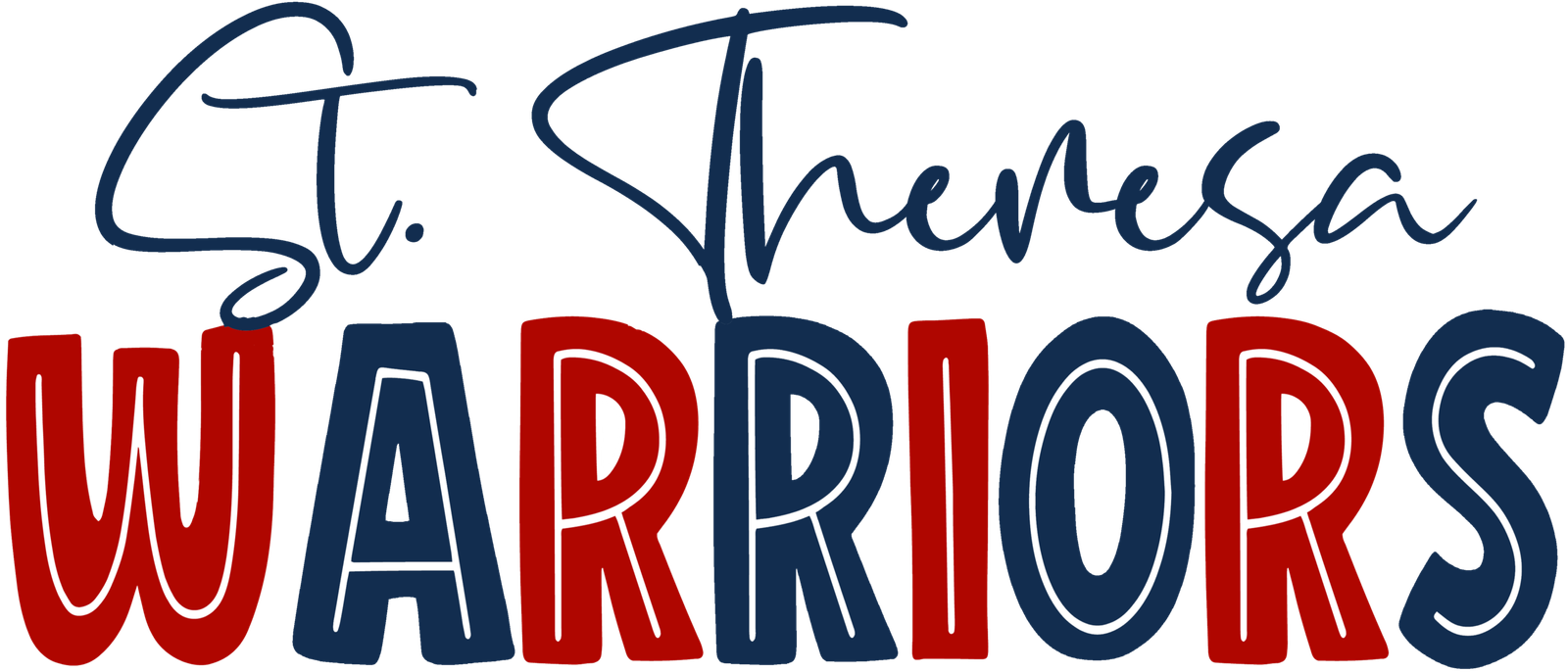 St Theresa Warriors Inline Font Navy